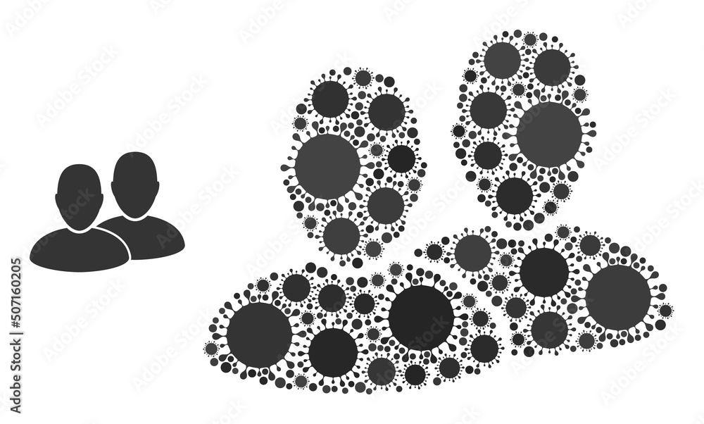 Poster users mosaic icon. vector mosaic constructed of randomized infection elements. bacterium mosaic user