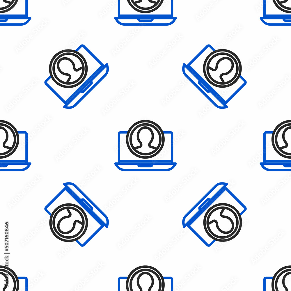 Poster line create account screen icon isolated seamless pattern on white background. colorful outline conc