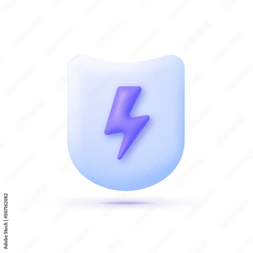 Poster bolt shield secure 3d vector illustrator on white background. secure design template for concept des