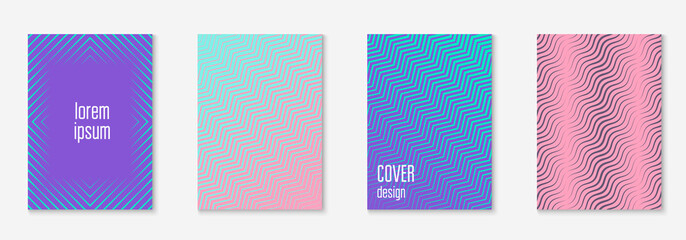 Design magazine cover as template with line geometric element.