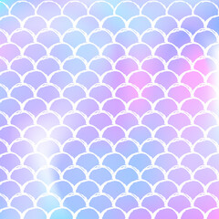 Gradient mermaid background with holographic scales.