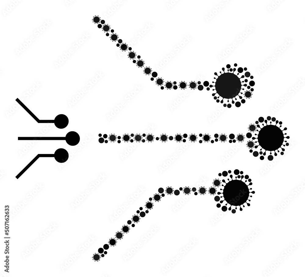 Poster circuit linkages mosaic icon. vector mosaic is designed with random bacilla parts. virus cell mosaic