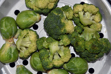 Broccoli and Brussels sprouts ready to be cooked	