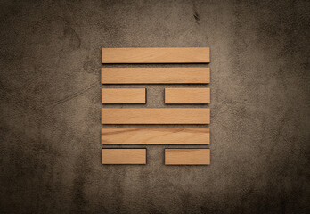 Gene Key 57 hexagram i ching wood on leather background human design