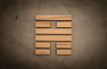 Gene Key 56 hexagram i ching wood on leather background human design