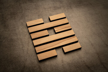 Gene Key 48 hexagram i ching wood on leather background human design