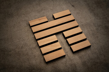 Gene Key 45 hexagram i ching wood on leather background human design