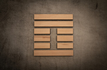 Gene Key 42 hexagram i ching wood on leather background human design