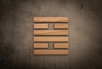 Gene Key 30 hexagram i ching wood on leather background human design