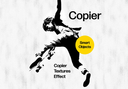 Copier Black and White Print Photo Effect Mockup