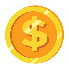 Golden dollar isolated coin icon. Vector illustration