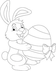 Easter bunny with egg coloring book pages