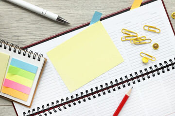 notebook, pencil, adhesive paper, ready to meet and write down an amazing idea