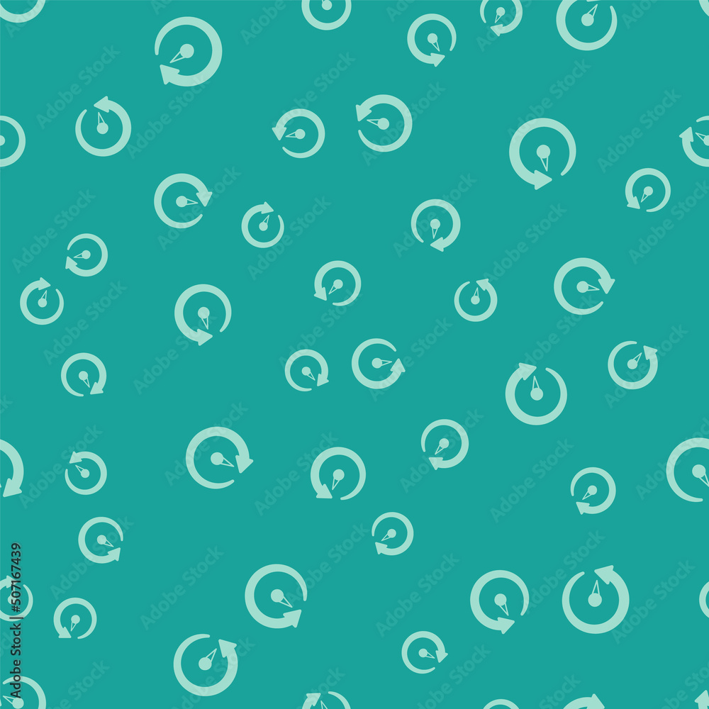 Poster Green Digital speed meter icon isolated seamless pattern on green background. Global network high speed connection data rate technology. Vector