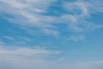 Air clouds in the blue sky.blue backdrop in the air. abstract style for text, design