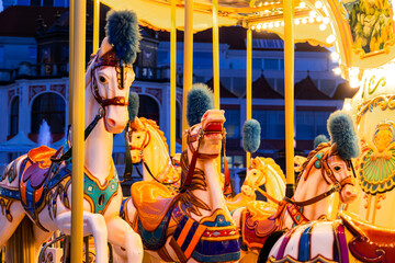 Shiny children's carousel with toys	