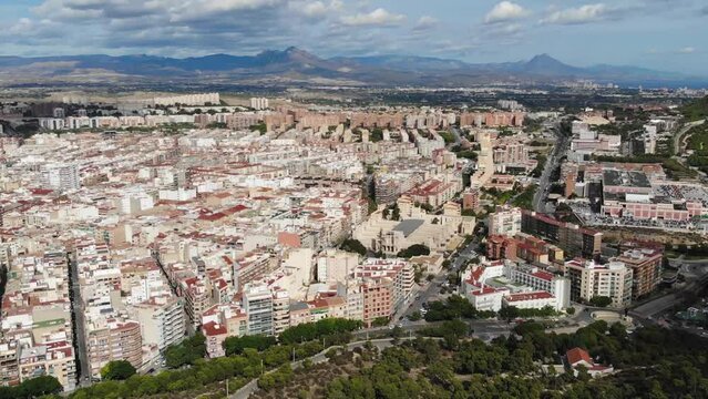 Panoramic Aerial View Of The City Of Alicante In Spain On A Sunny Day