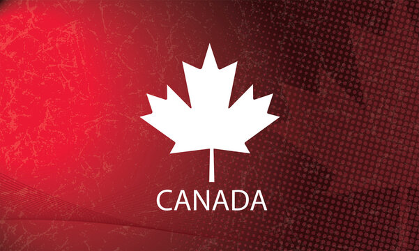 Canada country emblem on abstract red background