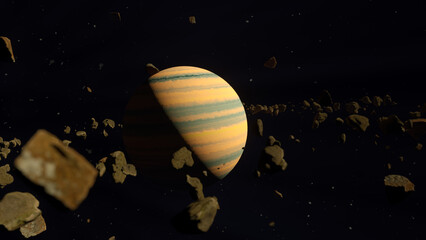 Plakat Exoplanet in space, gas planet, asteroid belt, alien planet 