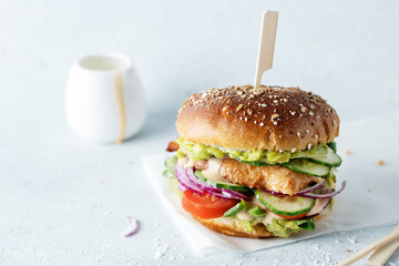 Tasty healthy burgers with chicken breast