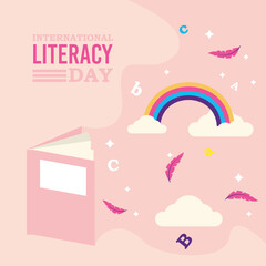 international literacy day letering card