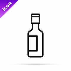 Black line Jewish wine bottle icon isolated on white background. Vector
