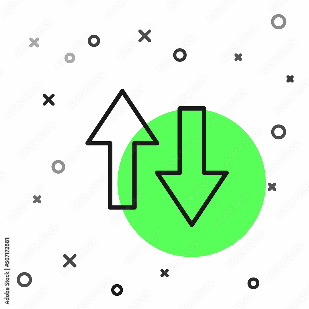 Poster black line arrow icon isolated on white background. direction arrowhead symbol. navigation pointer s