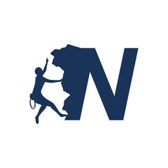 Rock climber logo with alphabet © AWK studio