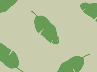 バナナの葉の背景イラスト。南国の雰囲気のある壁紙。