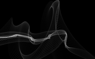 Dark abstract background with a glowing abstract waves