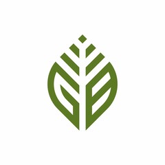 Initial letter GB abstract leaf logo design symbol