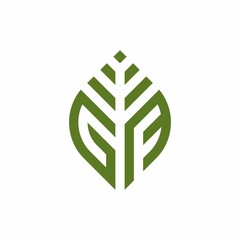 Initial letter GF abstract leaf logo design symbol