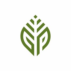 Initial letter GP abstract leaf logo design symbol