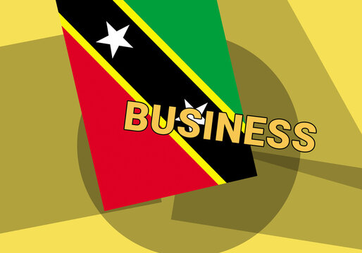 Saint Kitts and Nevis business.  Buster  Saint Kitts and Nevis commerce concept. Flag on colorful