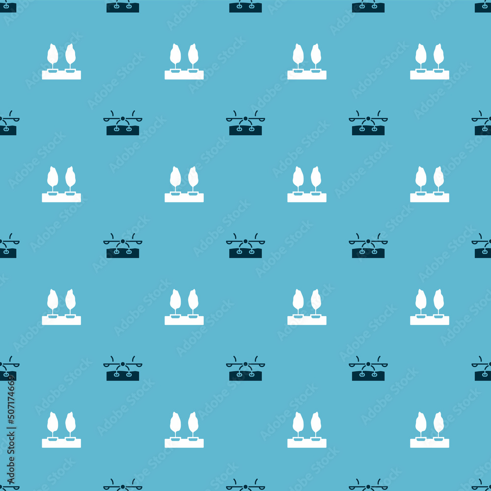 Poster set seesaw and forest on seamless pattern. vector