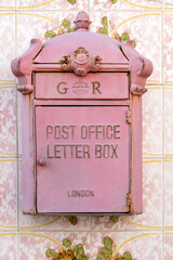 Retro style pink letterbox