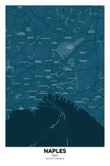 Poster Naples - Italy map. Illustration of Naples - Italy streets.  Road map.  Transportation network.