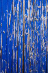 old wooden cracked blue painted door