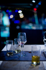 empty glasses wine in restaurant, glass water, campaign glass

