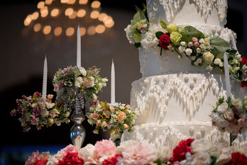 Beautiful wedding cake with blur background
