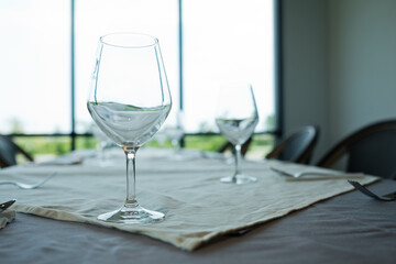 empty glasses wine in restaurant, glass water, campaign glass
