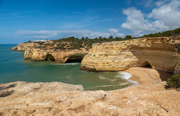 Beautiful view of the Portuguese coastline in the Algarve region.