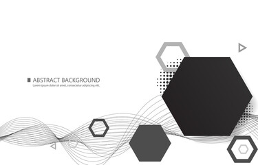 Geometric vector hexagon shape.black and white vector background