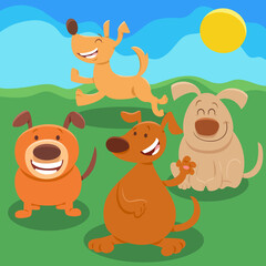 funny cartoon dogs animal characters group