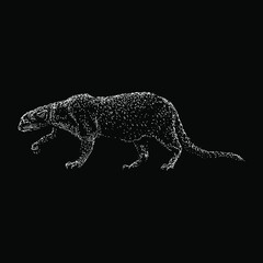 Jaguarundi Cat hand drawing vector illustration isolated on black background