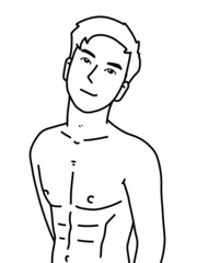 Fototapeta premium black and white of man cartoon for coloring