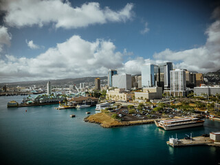 View of the Honolulu Port skyline. Downtown of Honolulu, Hawaii © Irina
