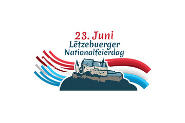 Fototapeta na wymiar Translation: June 23, National Day. National day of Luxembourg vector illustration. Suitable for greeting card, poster and banner. 