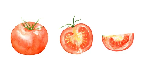 Fotobehang Watercolor illustration of tomato set © miko