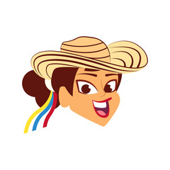 Isolated cumbia dancer face Colombian culture Vector illustration
